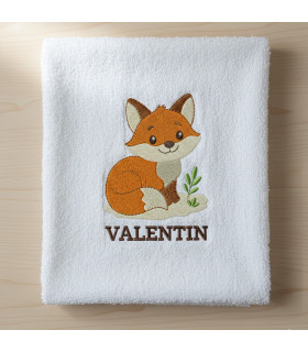 serviette de bain personnalisée motif renard
