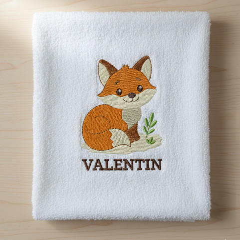 serviette de bain personnalisée motif renard