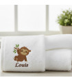 Serviette de bain personnalisée enfant – Motif Paresseux