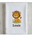 Drap de bain enfant brodé – Collection Savane "Lion"