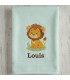serviette de bain vert pale motif lion brodé