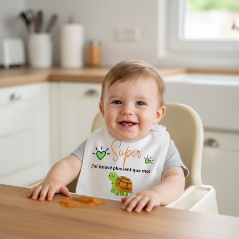 bebe avec un bavoir rigolo