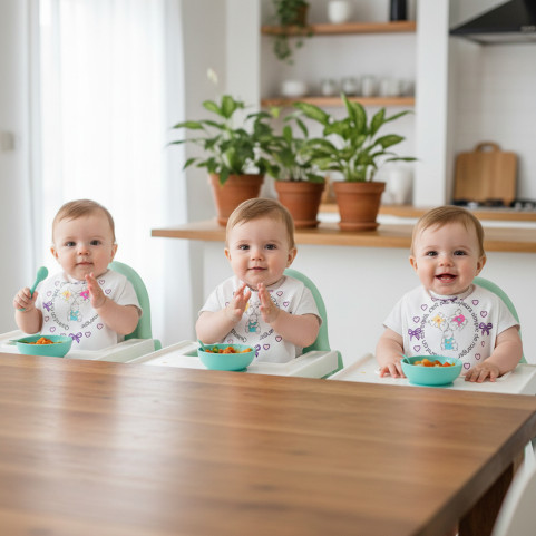 triples avec des bavoirs originaux