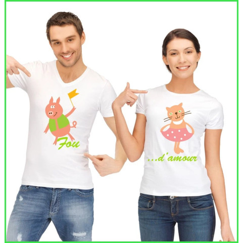 lot de 2 tee shirts rigolos pour couple madame et monsieur