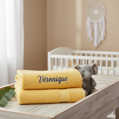 maxi drap de bain jaune brode