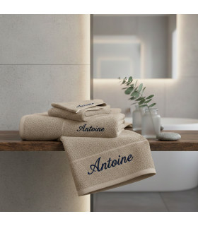 maxi drap de bain brodé beige