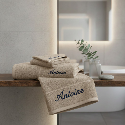 maxi drap de bain brodé beige