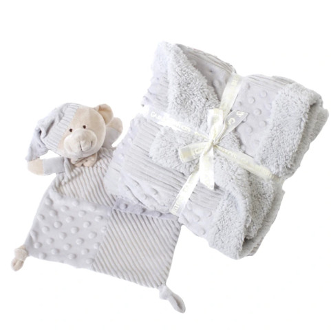 Coffret Naissance Personnalisé - Couverture Minky & Doudou Ours Brodés