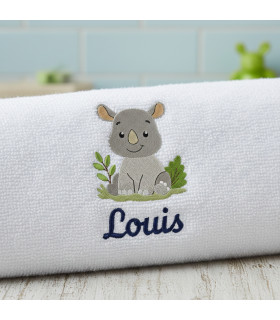 drap de bain personnalisé motif hippopotame