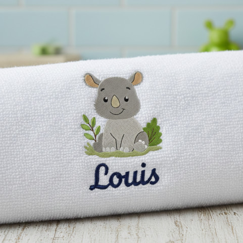 drap de bain personnalisé motif hippopotame