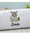 Drap de bain enfant personnalisé – Rhino rigolo