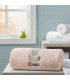 drap de bain rose brodé hippopotame