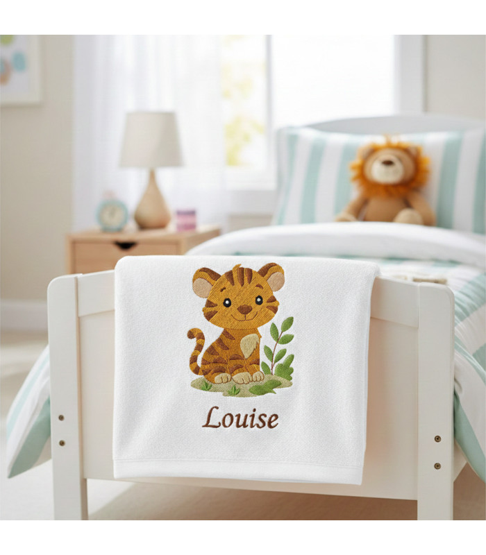 Drap de bain enfant personnalisé – Petit Tigre Câlin