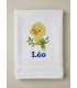 drap de bain brodé motif oiseau