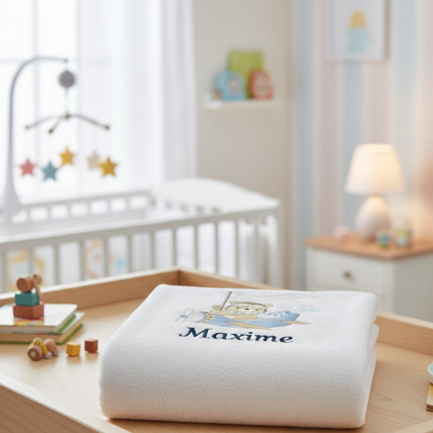 drap de bain personnalisé ours aviateur