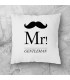 Housse de Coussin Moustache "Monsieur" - 100% Polyester