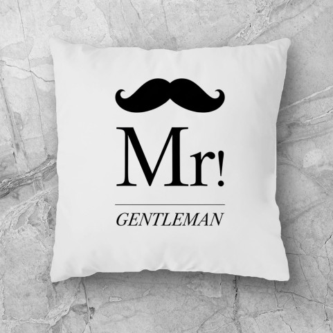 Housse de Coussin Moustache "Monsieur" - 100% Polyester