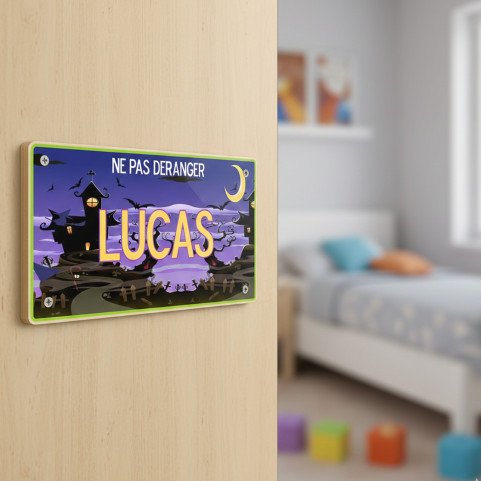 plaque de porte murale halloween personnalisée prénom