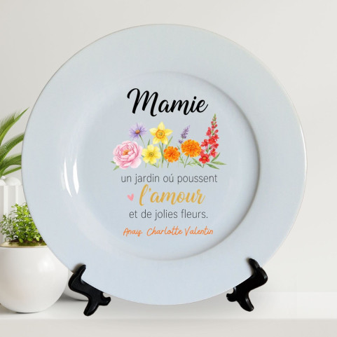 Assiette Décorative "Herbier Familial" – Édition Mamie