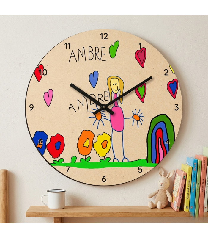 Horloge Personnalisée "Dessin d'Enfant" Style Pop Art
