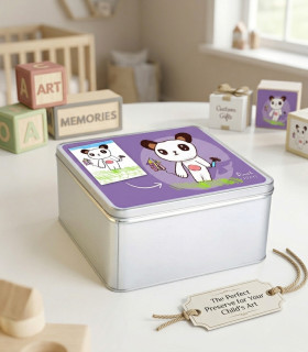 grande boite metal carree personnalisée avec dessin