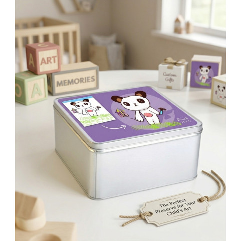 grande boite metal carree personnalisée avec dessin