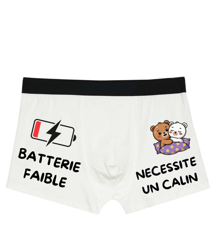 Boxer Douceur "Batterie Faible - Besoin d'un Câlin"