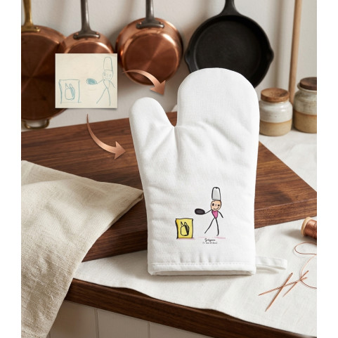 Gant de Cuisine Personnalisé Dessin d'Enfant (Cœur, Étoile ou Rond)