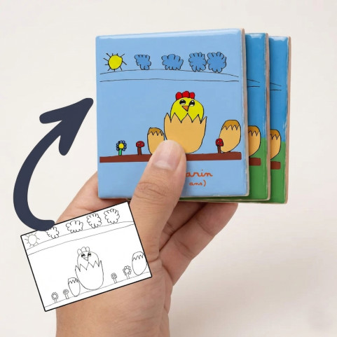 sous verre céramique imprimé dessin enfant