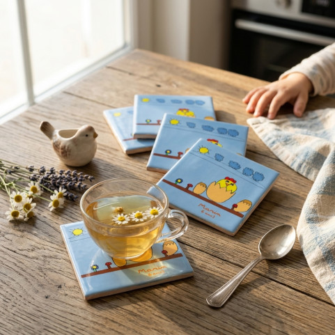 lot sous verre imprimé dessin enfant