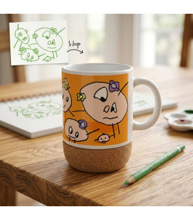 mug céramique et liège imprimé dessin enfant