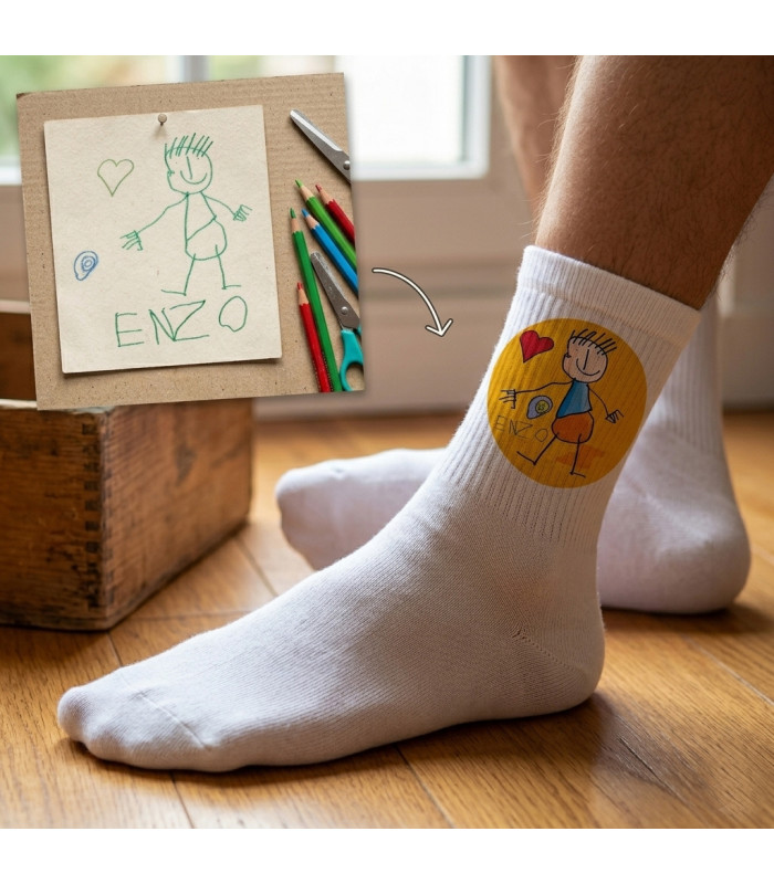 Paire de Chaussettes Personnalisées - Dessin Enfant Sublimé (2 Tailles)