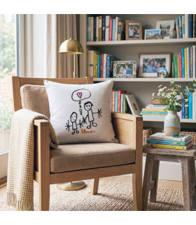 coussin personnalisé et brodé avec dessin d'enfant