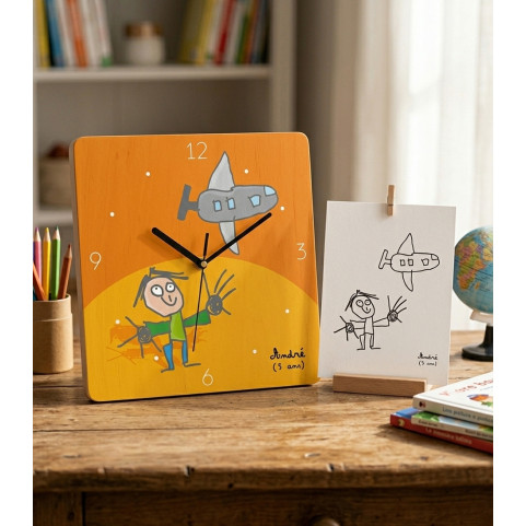 horloge murale personnalisée avec dessin enfant
