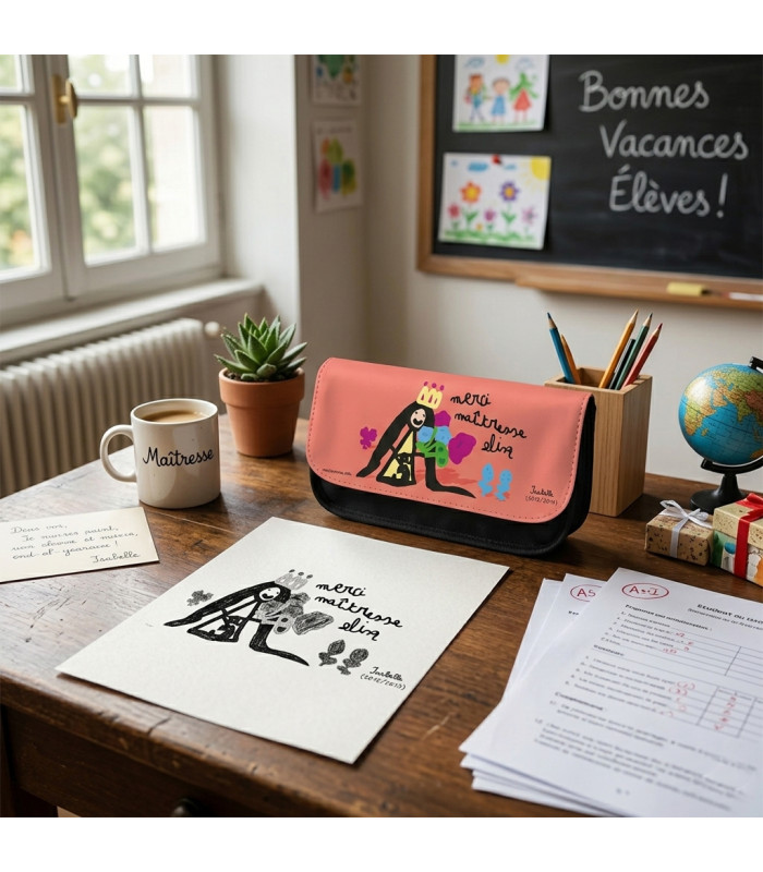 Trousse à Rabat Personnalisée Dessin Enfant - Cadeau Maîtresse / Maman