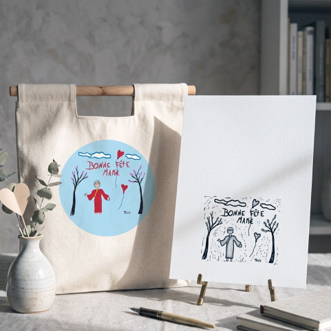 sac cabas blanc personnalisé avec dessin enfant