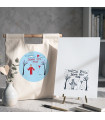 Sac cabas anse bois avec dessin enfant