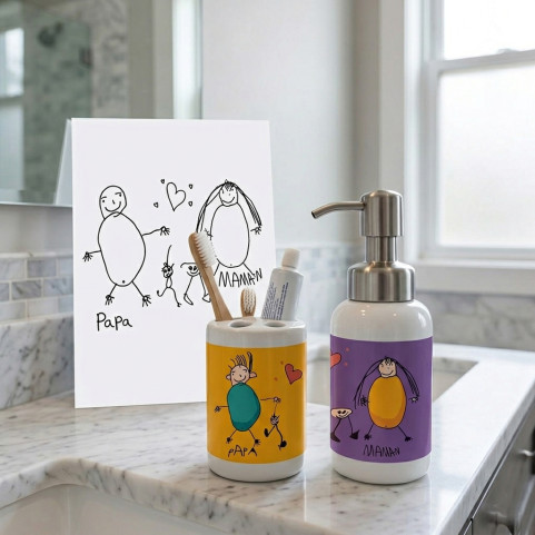 kit savon et brosse à dent personnalisé avec dessin enfant