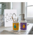 Kit Distributeur Savon & Porte-Brosse à Dents - Dessins Enfants Céramique