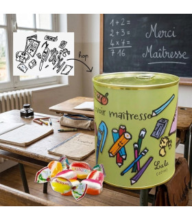 boite de bonbons maitresse personnalisée avec dessin enfant