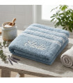 Drap de Bain Brodé en Coton Bleu – 70x140 cm