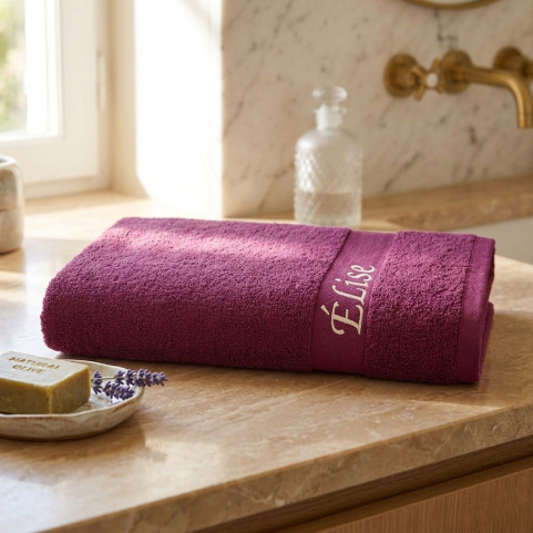 drap de bain bordeaux personnalisé