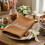 Serviette de Table en Coton Brodé Couleur Caramel 40x40 cms
