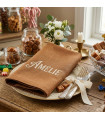 Serviette de Table en Coton Brodé Couleur Caramel 40x40 cms