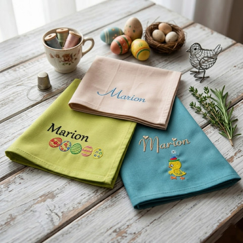 Serviette de Table Brodée en France - Coton & Broderie Artisanale