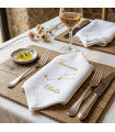 Serviette de Table Personnalisée Broderie Taureau (Constellation & Prénom)