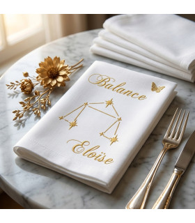 serviette de table personnalisée signe astrologique balance