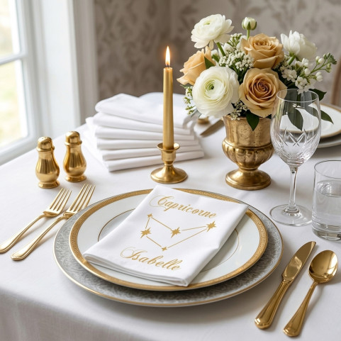 serviette de table personnalisée capricorne