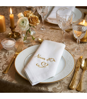 serviette de table personnalisée noces d'or