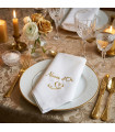 Serviette de Table Noces d'Or - Broderie Fil Doré Personnalisée (50 ans)